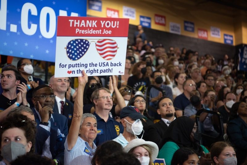 Rally at Richard Montgomery High School in Rockville, Maryland.