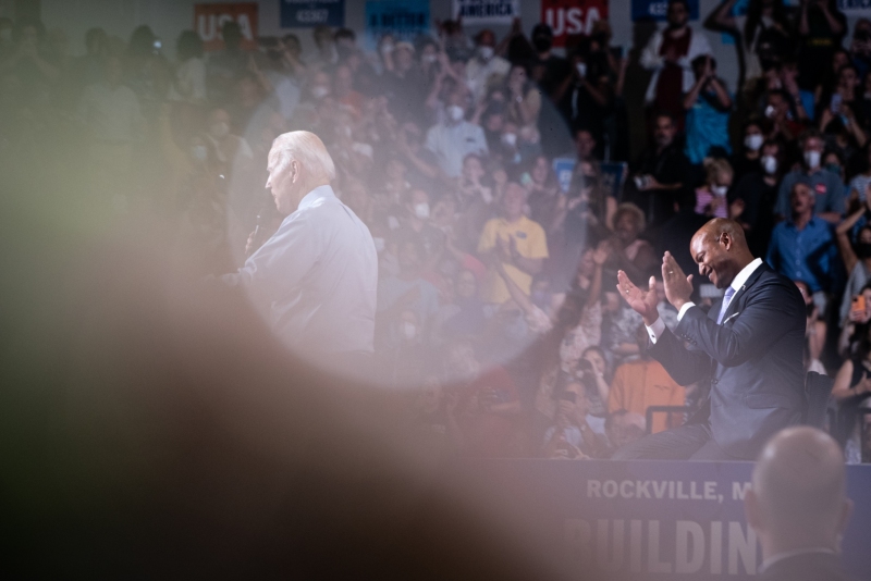 President Biden and Wes Moore on stage