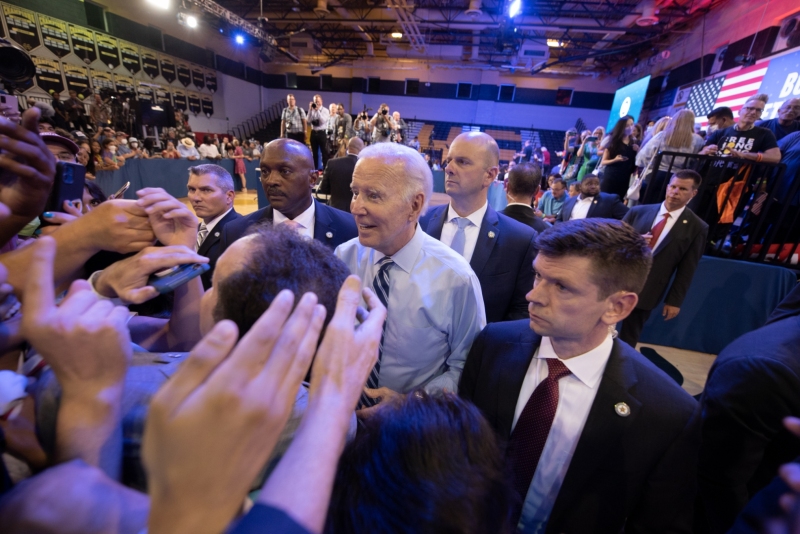 President Biden greets the crowd