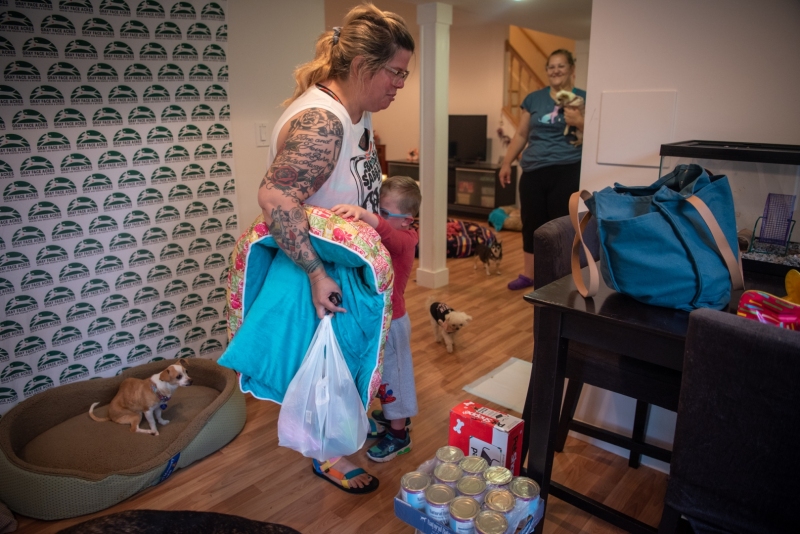 Rachel Price, a Miri's Haven co-founder, picks up food and supplies from HQ  for her new foster, Simone.